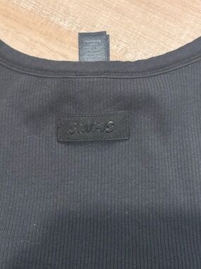 SKIMS Black Cotton Ribbed Crewneck Racerback Bodysuit